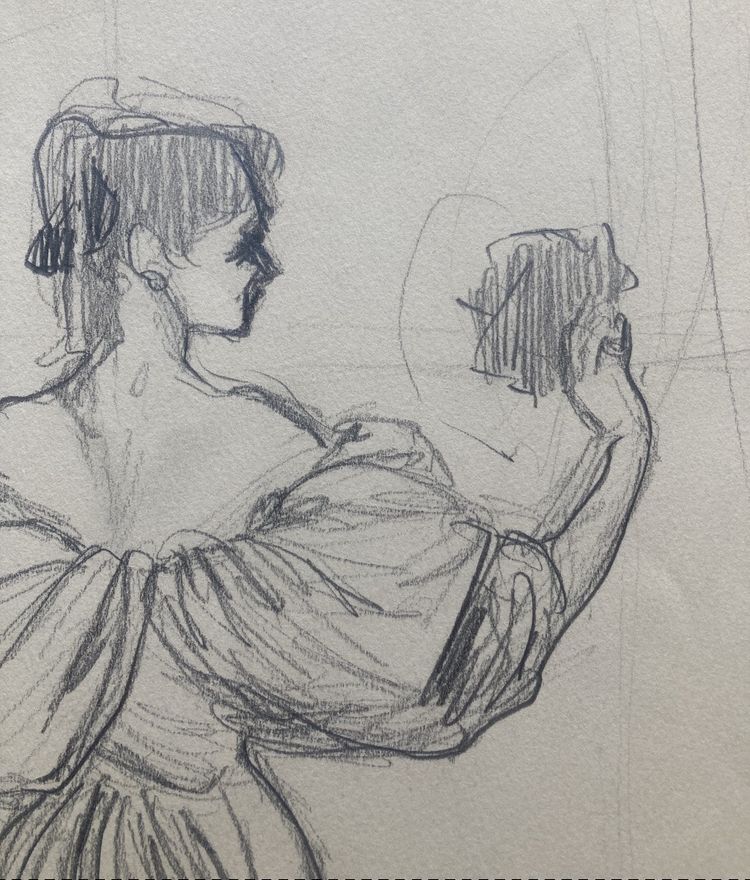 René Gruau, Robe Schiaparelli, Dessin Au Crayon