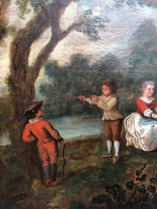Olio su tela - Scena di campagna - Luigi XV - Fine del XVIII secolo