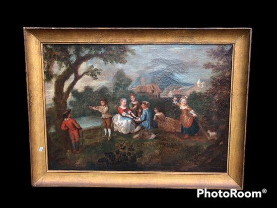 Olio su tela - Scena di campagna - Luigi XV - Fine del XVIII secolo