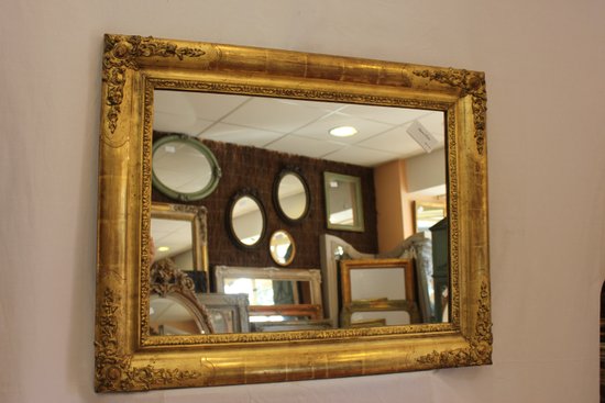 Miroir Ancien Rectangle Feuille d'Or 65 X 81 Cm