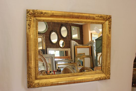 Miroir Ancien Rectangle Feuille d'Or 65 X 81 Cm