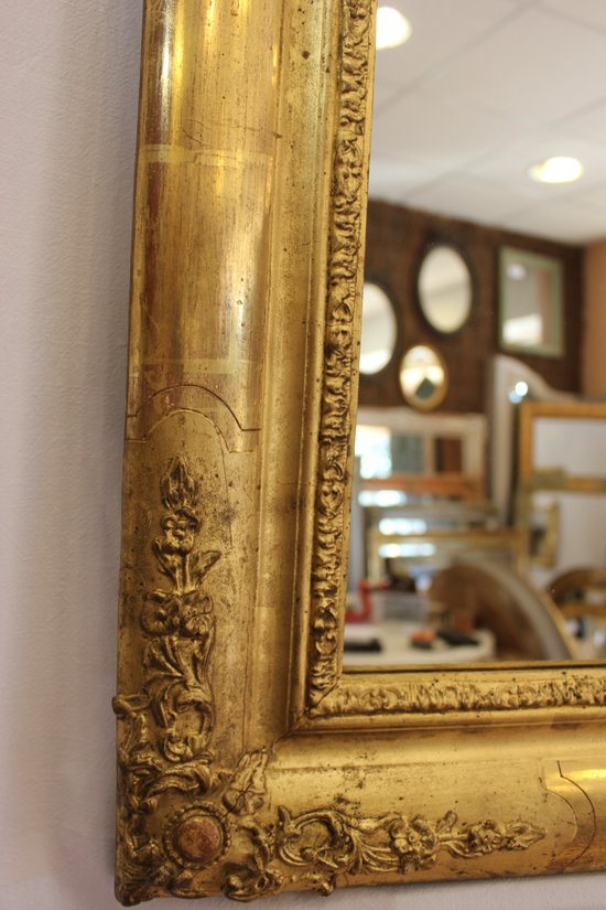 Miroir Ancien Rectangle Feuille d'Or 65 X 81 Cm