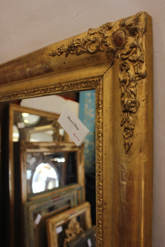 Miroir Ancien Rectangle Feuille d'Or 65 X 81 Cm