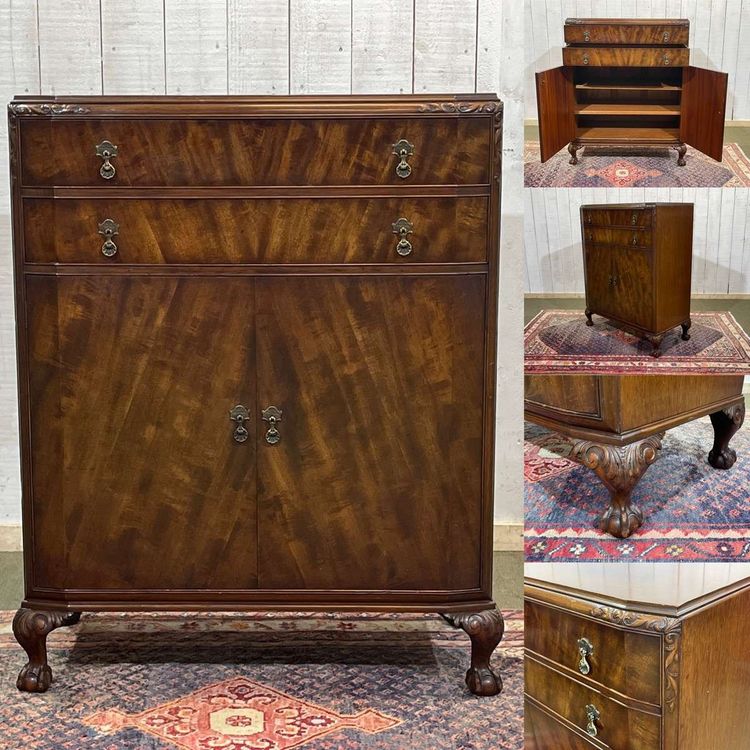 Englisches Mahagoni-Sideboard aus den 1930er Jahren mit 2 Schubladen