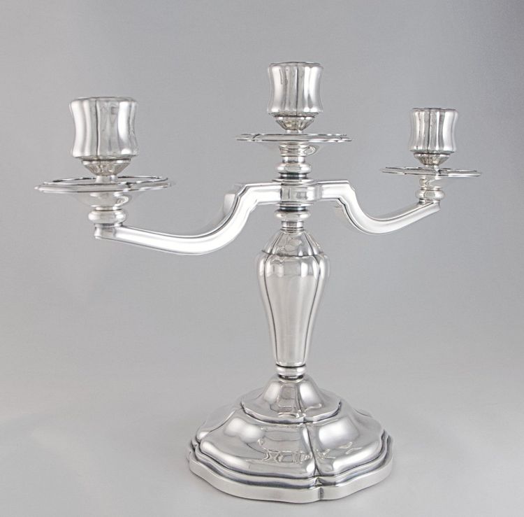 France - Pair of Louis XV style silver-plated candelabras