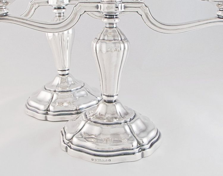 France - Pair of Louis XV style silver-plated candelabras