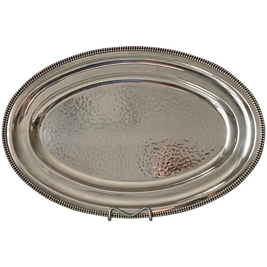 Jean DESPRES (1889-1980) - Oval dish signed - silver plated metal - Circa 1950