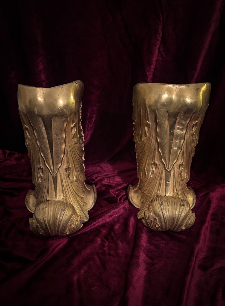 Paire de bases d'appliques en bronze doré d'époque Restauration