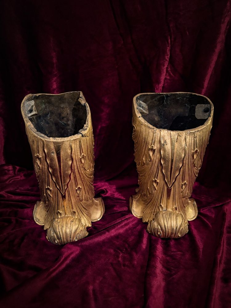 Paire de bases d'appliques en bronze doré d'époque Restauration