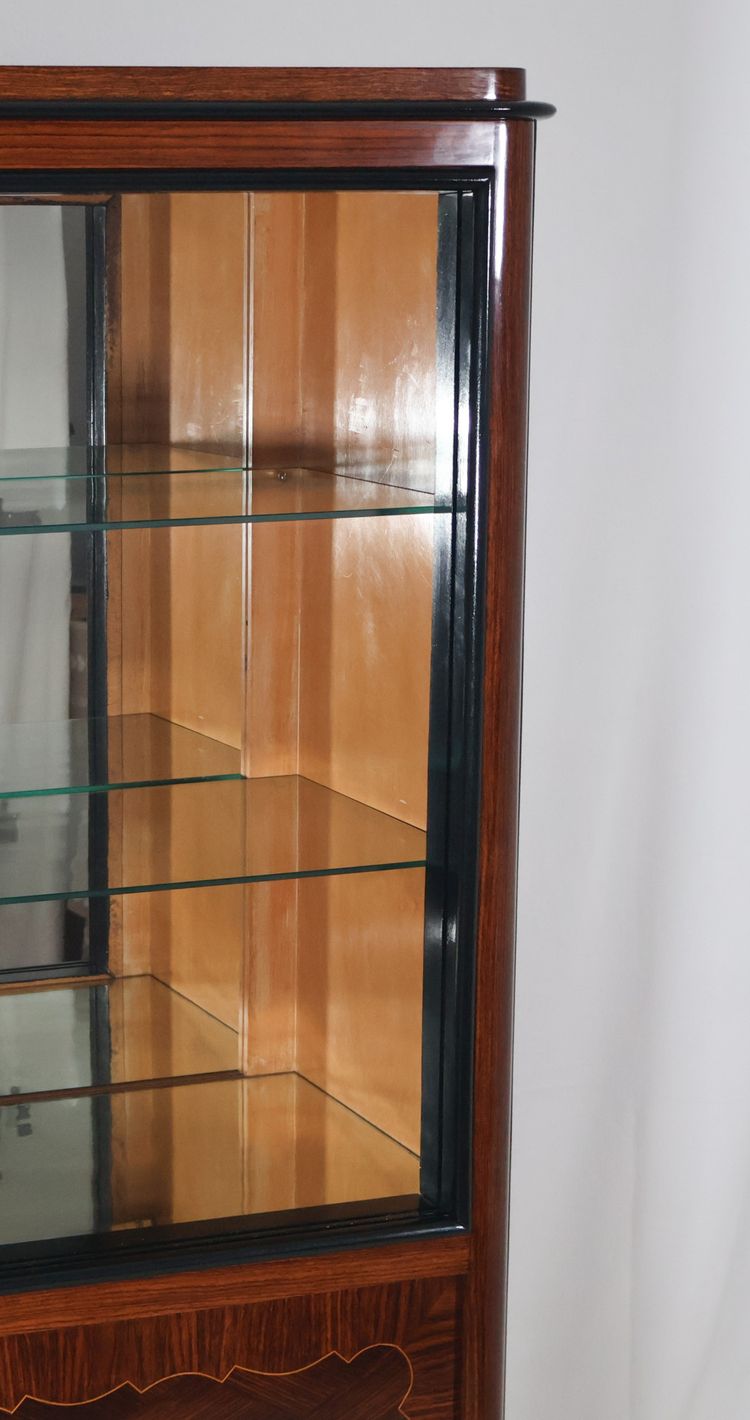 Vitrine aus Palisanderholz im Art-Deco-Stil