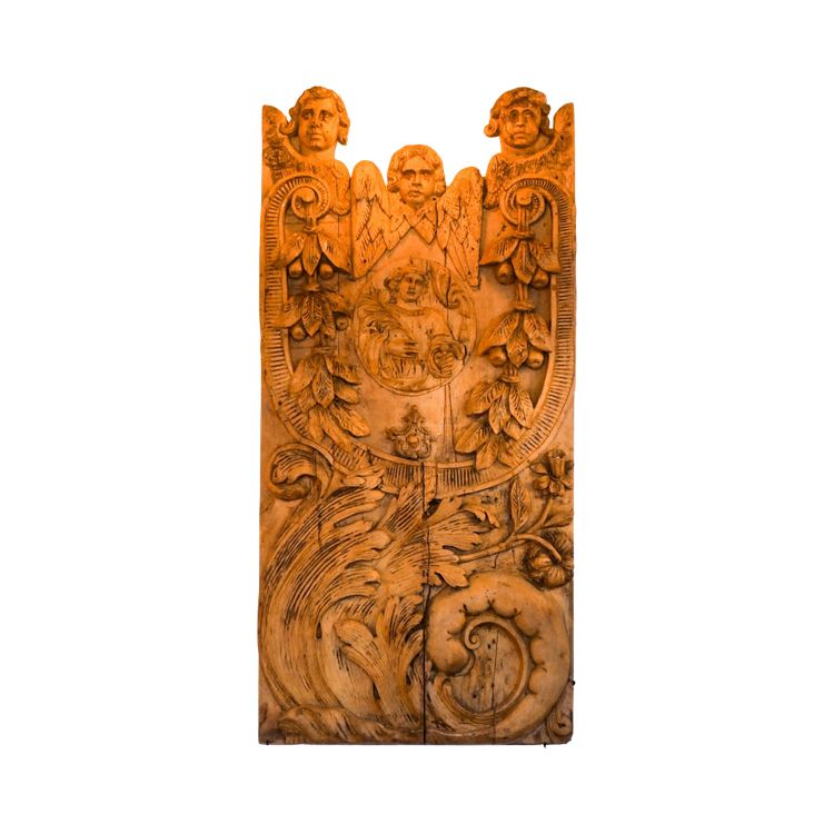 Large Religious Panel in Carved Wood – 17th Century