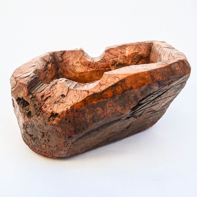 Récipient en bois massif ancien – Objet utilitaire rustique