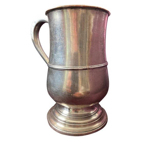 Masonic mug or pitcher in silver plated metal with monograph surmounted by the Comtal Crown - XVIII century