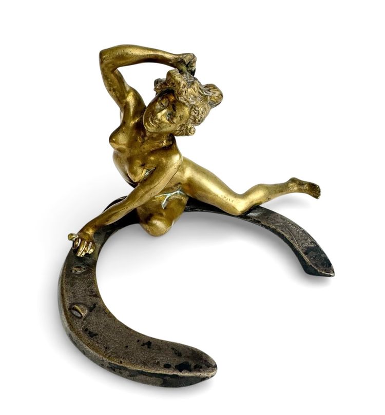 Georges Récipon sculpture en bronze "Porte-bonheur"