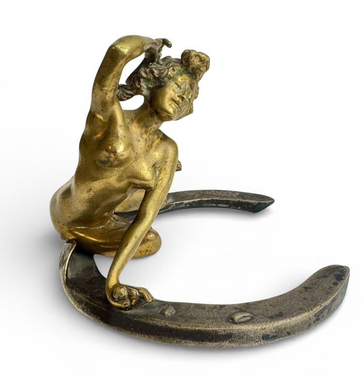 Georges Récipon sculpture en bronze "Porte-bonheur"