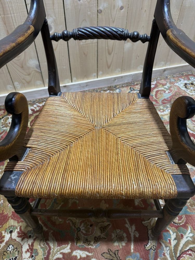 Pair of rustic straw armchairs