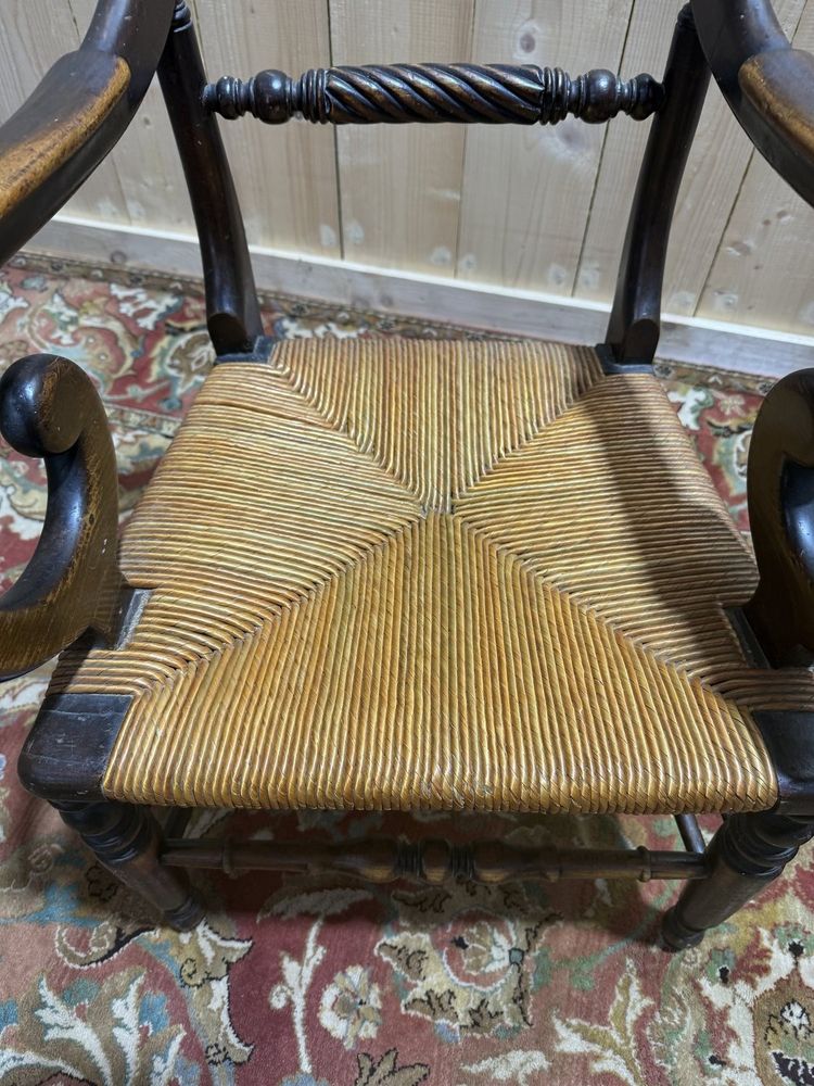 Pair of rustic straw armchairs