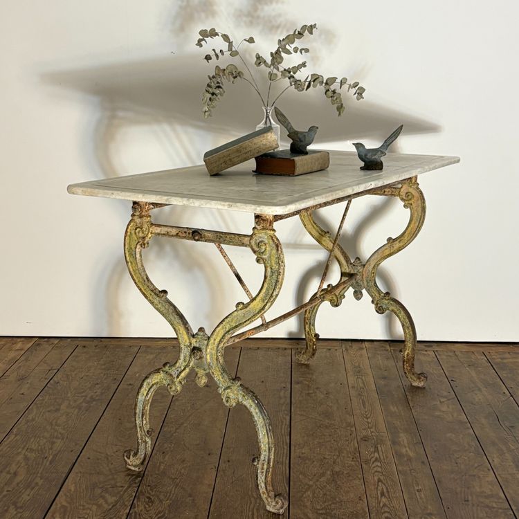 19th century cast iron and marble table