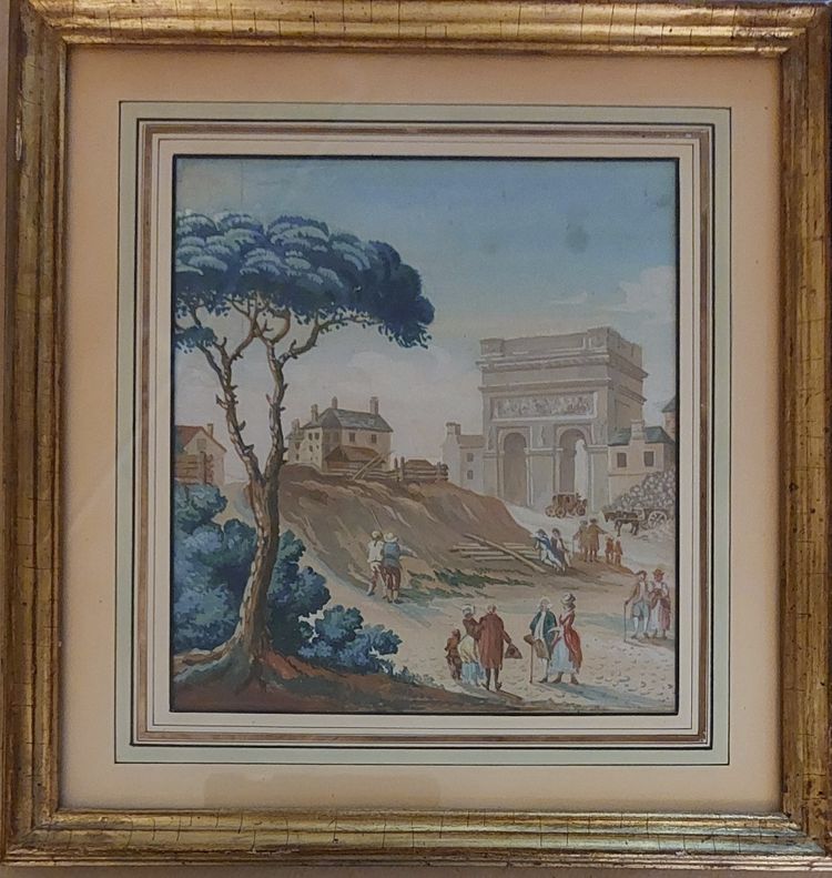 Drei Gouachen, eine davon mit dem Monogramm J.H. 1827 - Paris