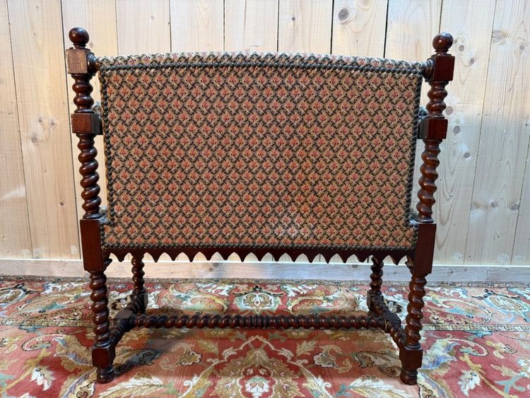 Petit banc d'office en acajou de style Louis XIII