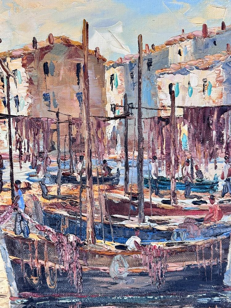 Peinture huile sur toile port de Martigues