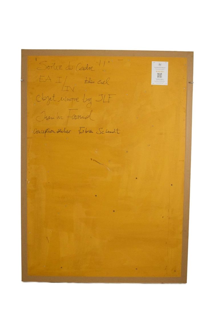 Blau lackiertes Holzrelief. Zeitgenössisches Werk eines französischen Künstlers. LS66623001