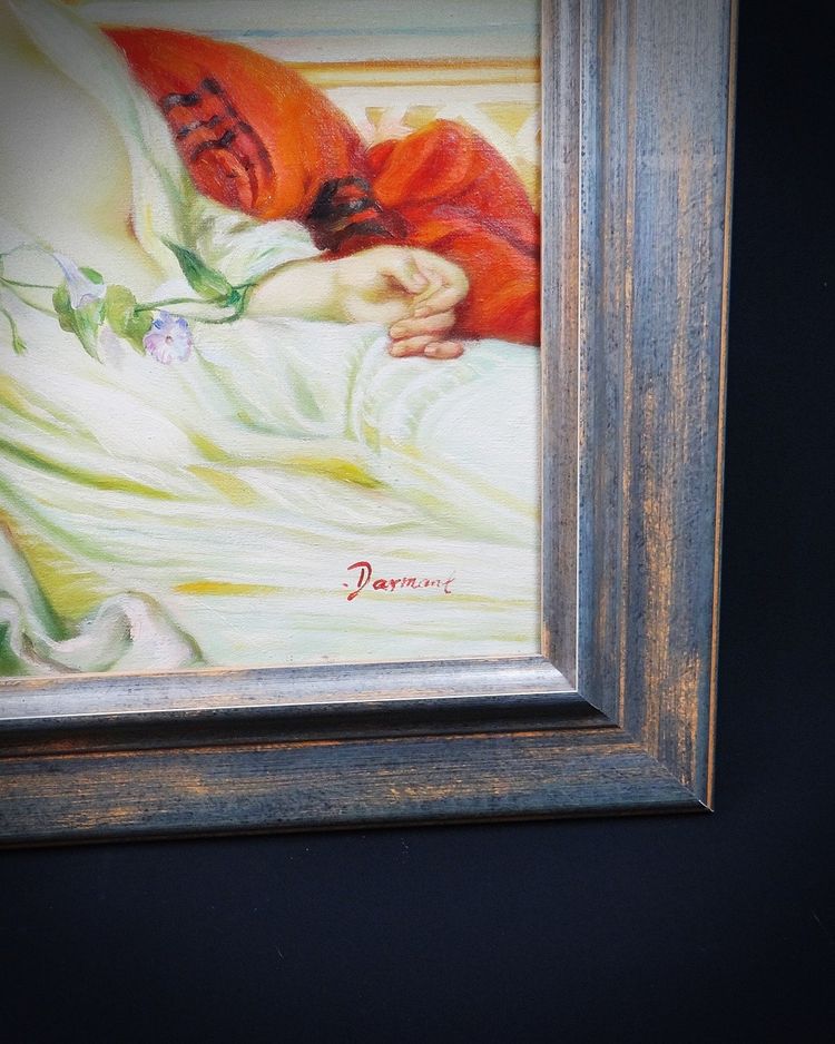Ritratto ad olio su tela ispirato ad Albaydé di Cabanel, firmato Darmont, 78x68