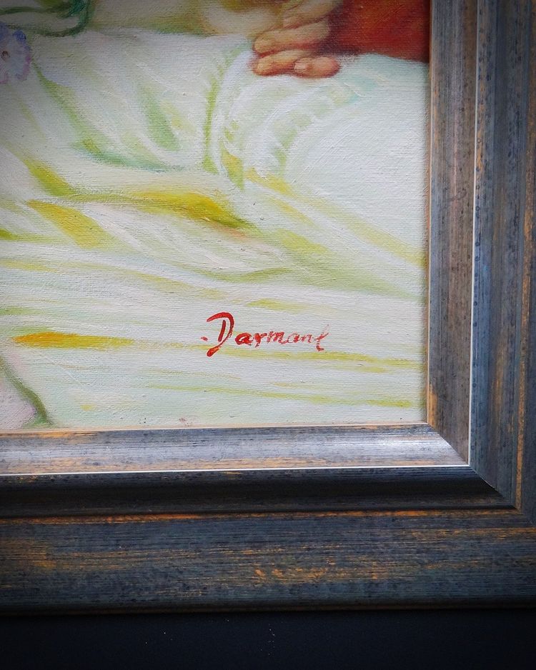 Ritratto ad olio su tela ispirato ad Albaydé di Cabanel, firmato Darmont, 78x68