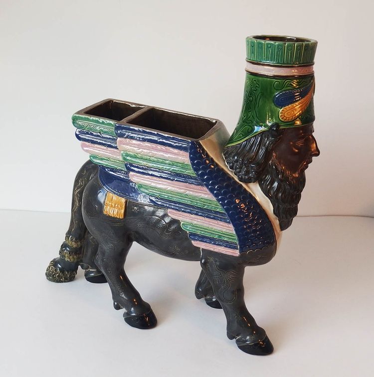 Lamassu earthenware vase