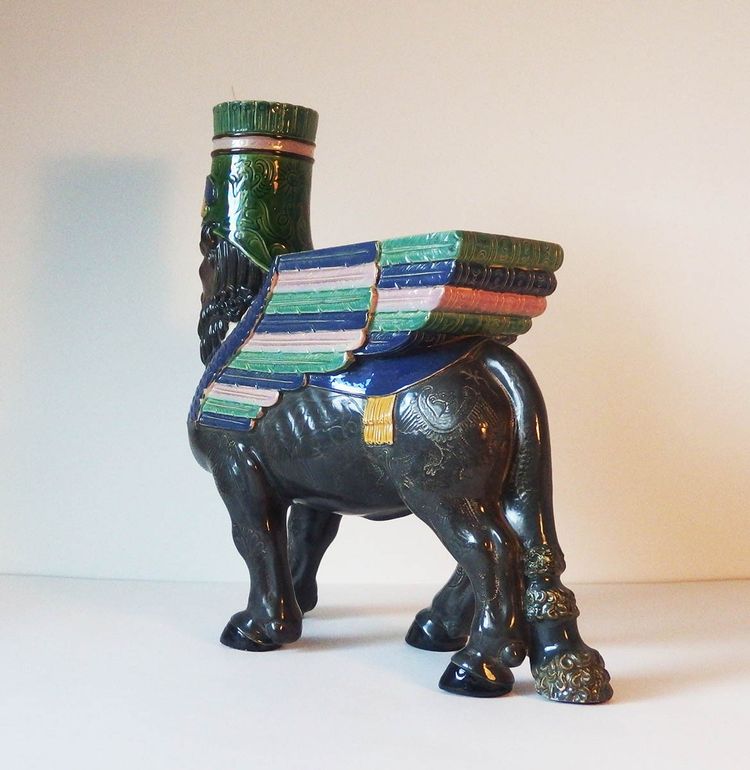 Lamassu earthenware vase
