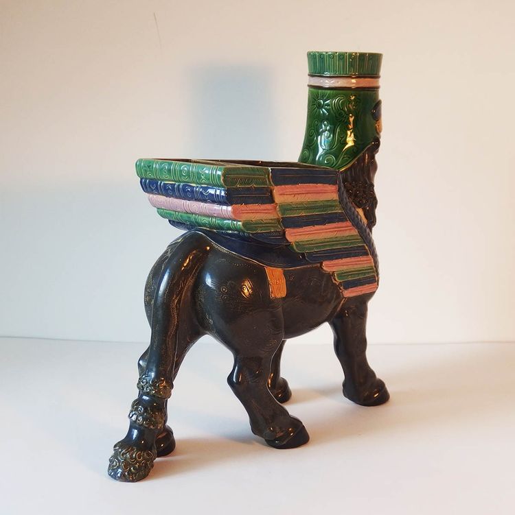 Lamassu earthenware vase