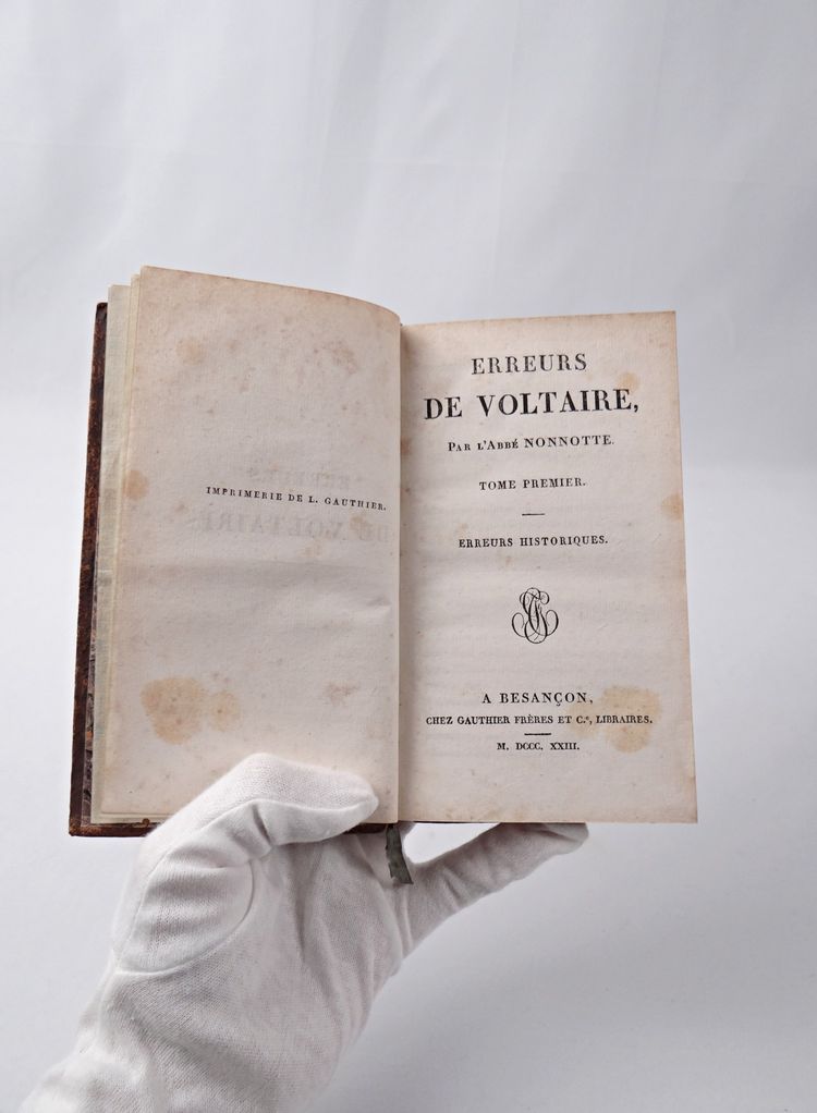 Errori di Voltaire di Abbot Nonnote, Volume uno, Besançon, 1823