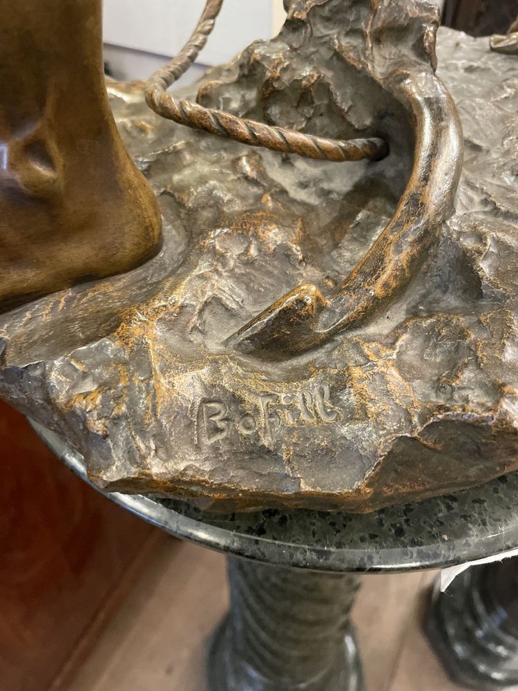 Scultura in bronzo "Il pescatore" di Antoine Bofill 1875-1925