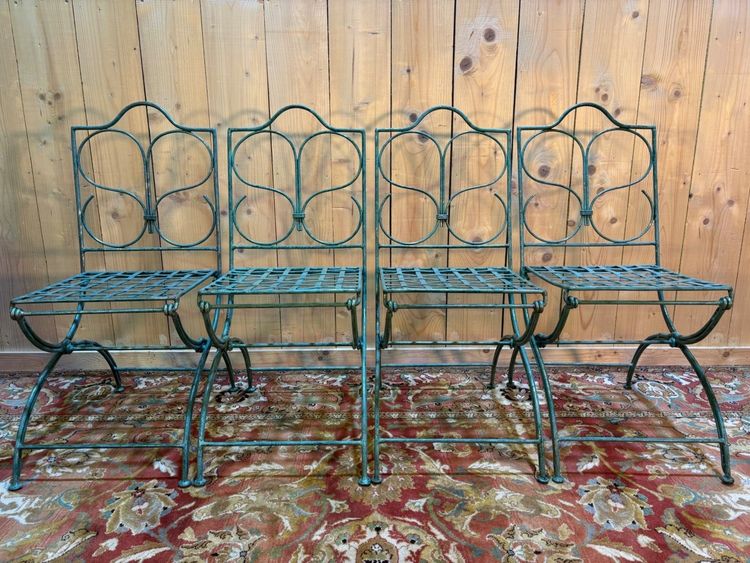 Série de 4 chaises de jardin en métal