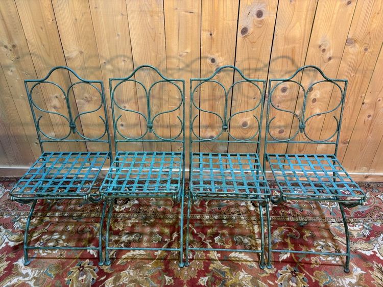 Série de 4 chaises de jardin en métal