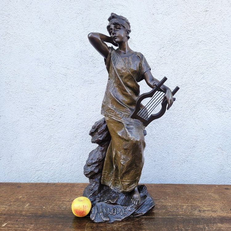 E Villanis, Mélodie, H76cm, bronze signé, XIXème siècle