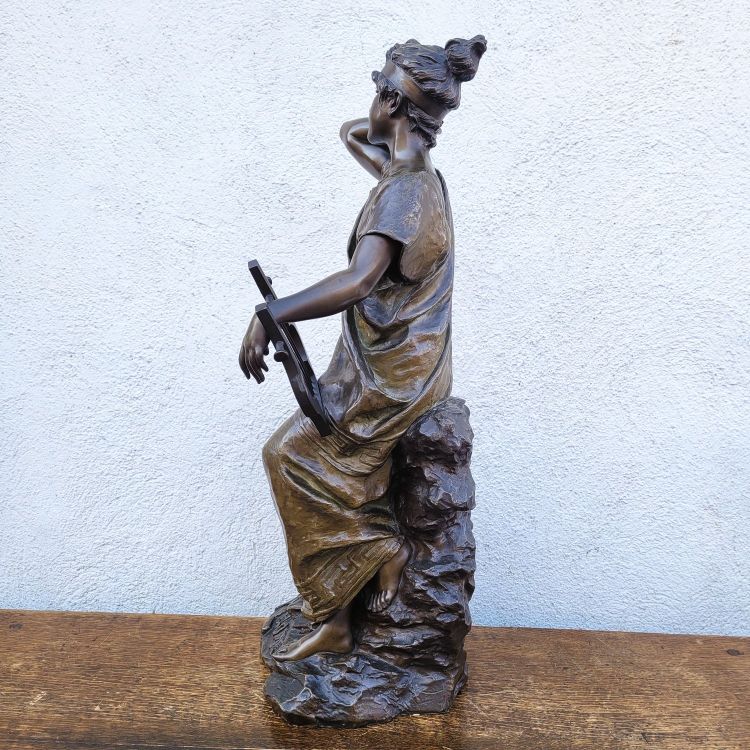 E Villanis, Mélodie, H76cm, bronze signé, XIXème siècle