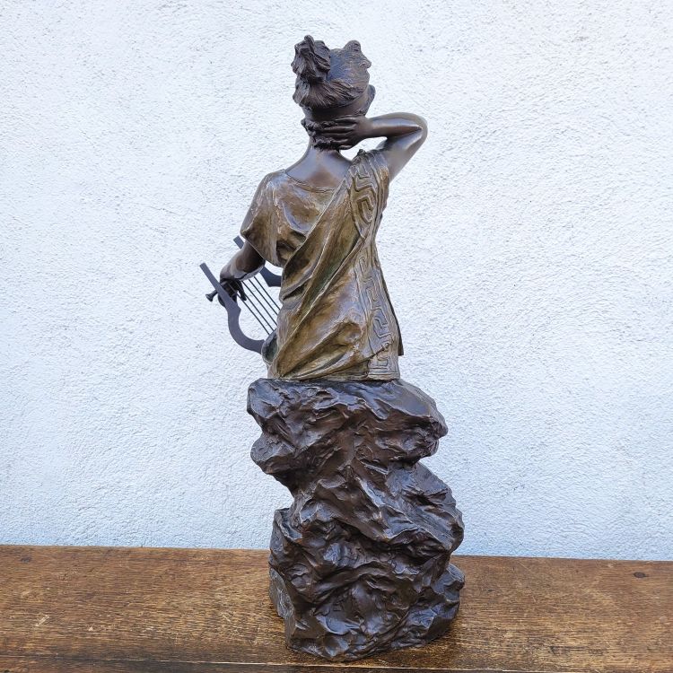 E Villanis, Mélodie, H76cm, bronze signé, XIXème siècle