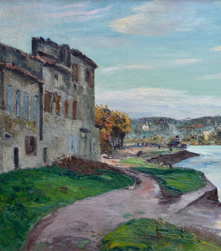 ROURE Auguste (1878-1936) «Quais du Rhône à Avignon » Provence  Barthelasse Grivolas Gard Paris