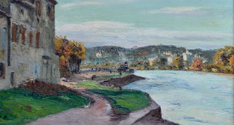ROURE Auguste (1878-1936) «Quais du Rhône à Avignon » Provence  Barthelasse Grivolas Gard Paris
