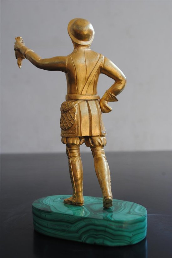 Veneur russo in bronzo con terrazza perniciosa in malachite XIX secolo