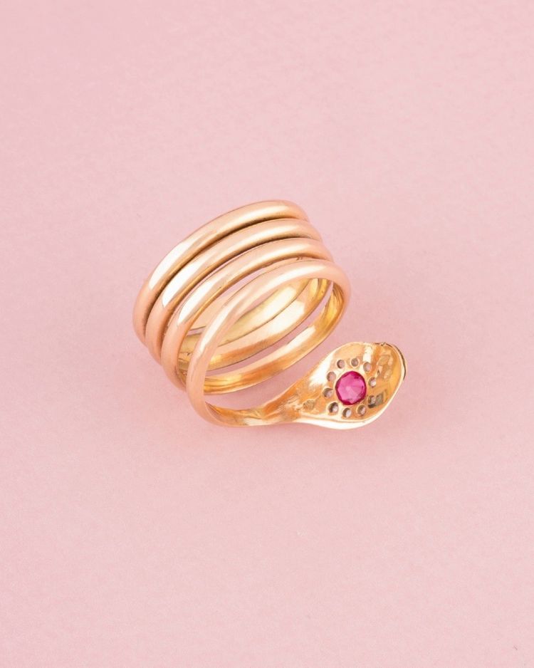 Anello antico in oro rosa 18 carati a forma di serpente
