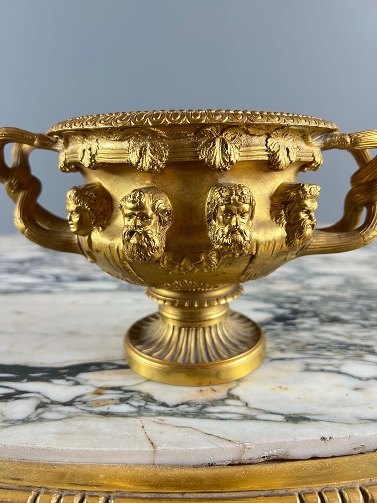 Large Pompeian Bowl With Two Bronze Handles, 19th Century