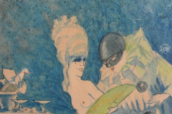 Entwurf eines Plakats Aquarell Signiert Jacques Lux Polichinelle Coquin Um 1900