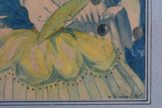 Entwurf eines Plakats Aquarell Signiert Jacques Lux Polichinelle Coquin Um 1900