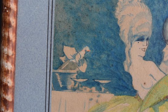 Entwurf eines Plakats Aquarell Signiert Jacques Lux Polichinelle Coquin Um 1900