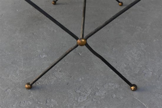 Table En Métal Et Verre Fumé Style 1940