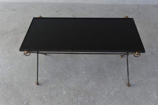 Table En Métal Et Verre Fumé Style 1940