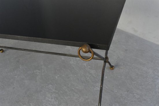 Table En Métal Et Verre Fumé Style 1940