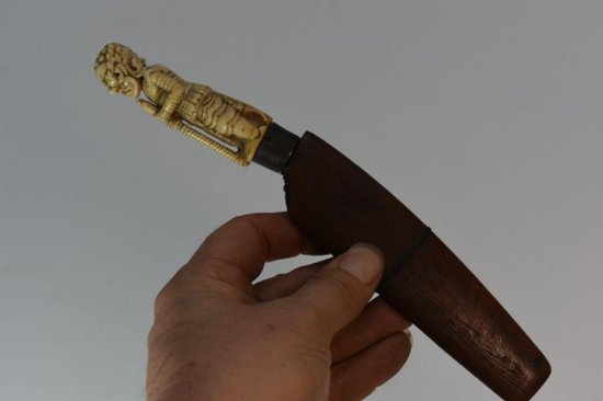 Indonesia Ritual Knife Carved Handle Divinity 19th century